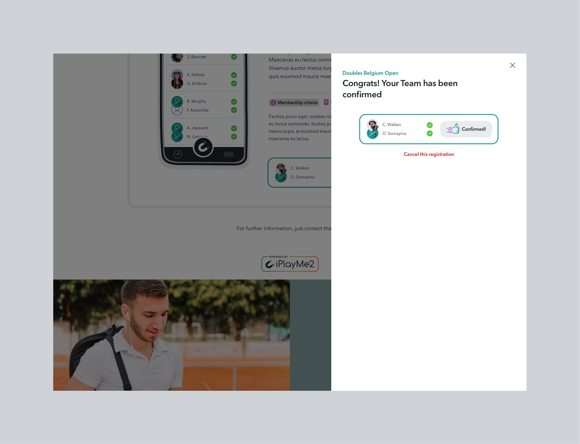 UI & UX de inscripción a torneos